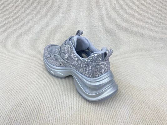 Women white thick soled with rhine-drill breathable mesh sneakers in summer