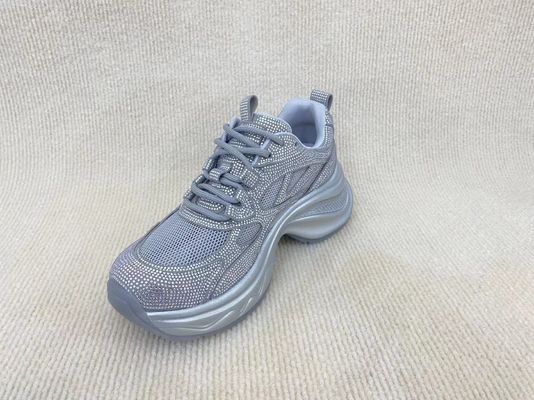 Women white thick soled with rhine-drill breathable mesh sneakers in summer