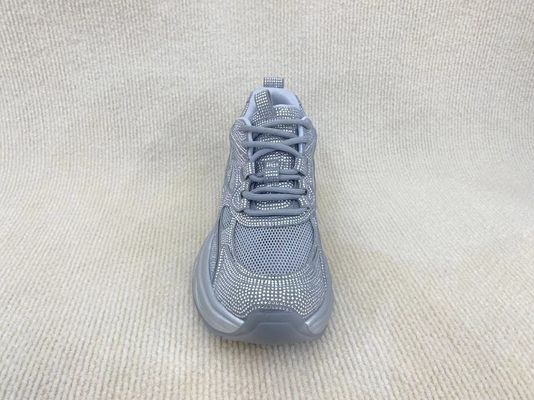 Women white thick soled with rhine-drill breathable mesh sneakers in summer