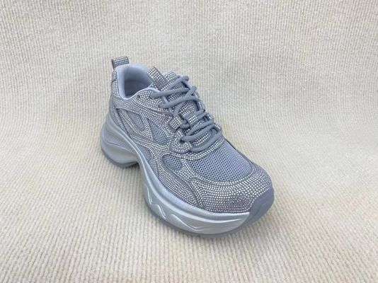 Women white thick soled with rhine-drill breathable mesh sneakers in summer