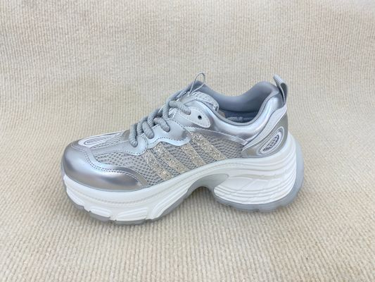 Breathable Silver Womens Sneakers ODM Silver Trainers Ladies