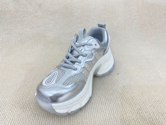 Breathable Silver Womens Sneakers ODM Silver Trainers Ladies