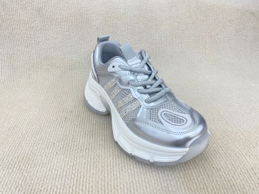 Breathable Silver Womens Sneakers ODM Silver Trainers Ladies