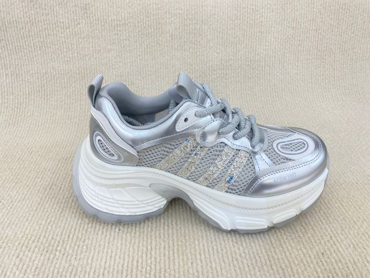 Breathable Silver Womens Sneakers ODM Silver Trainers Ladies