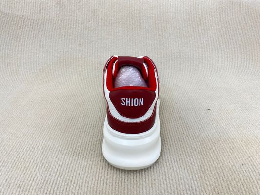 Thick Soled Women Red Sneakers Genuine Leather Red Trainers Womens