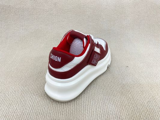 Thick Soled Women Red Sneakers Genuine Leather Red Trainers Womens