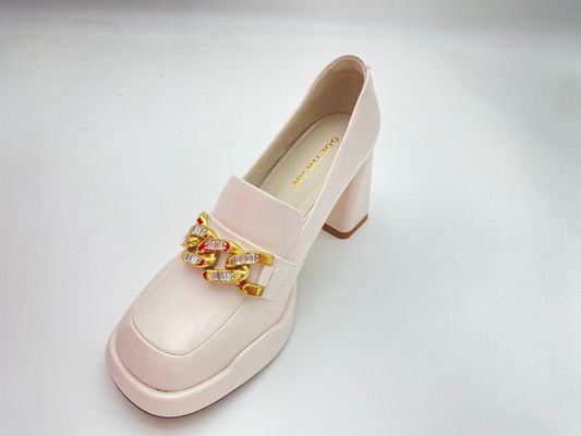 Women white high heels with thick soled and easy to take off summer for lady