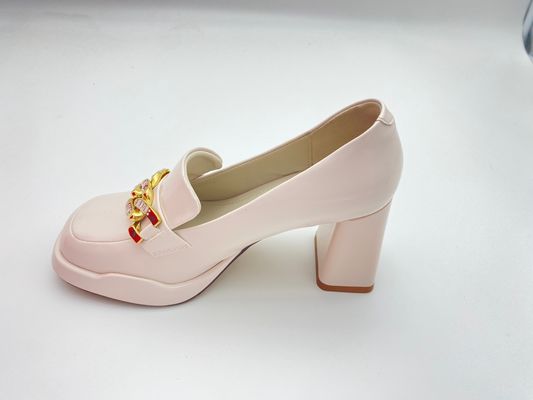 Women white high heels with thick soled and easy to take off summer for lady