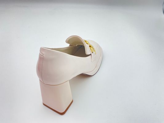 Women white high heels with thick soled and easy to take off summer for lady