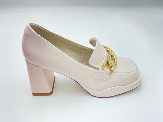 Women white high heels with thick soled and easy to take off summer for lady