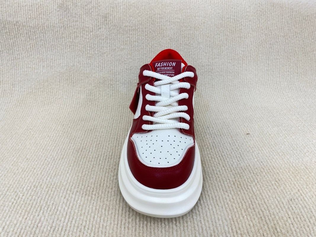 Thick Soled Women Red Sneakers Genuine Leather Red Trainers Womens